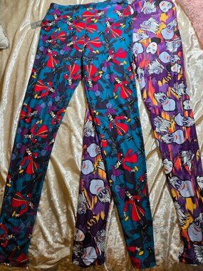 LuLaRoe Disney Villains Leggings Bundle OS Ursula Hook Evil Queen 2 Pair